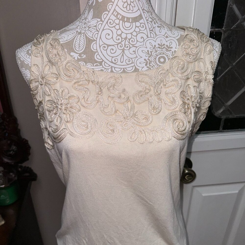 Cream Floral Lace Tank Top